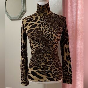 Cache Animal Print Long Sleeve Top